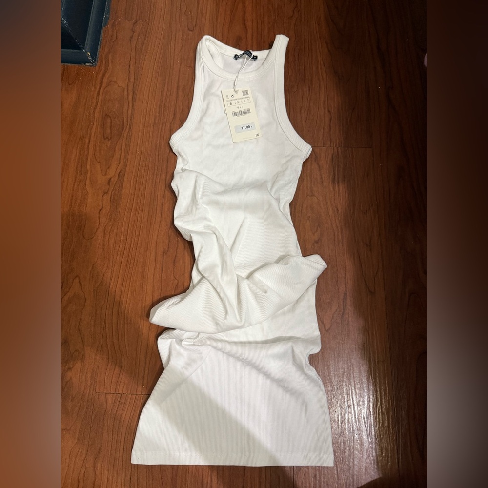 Zara White Ribbed Dress